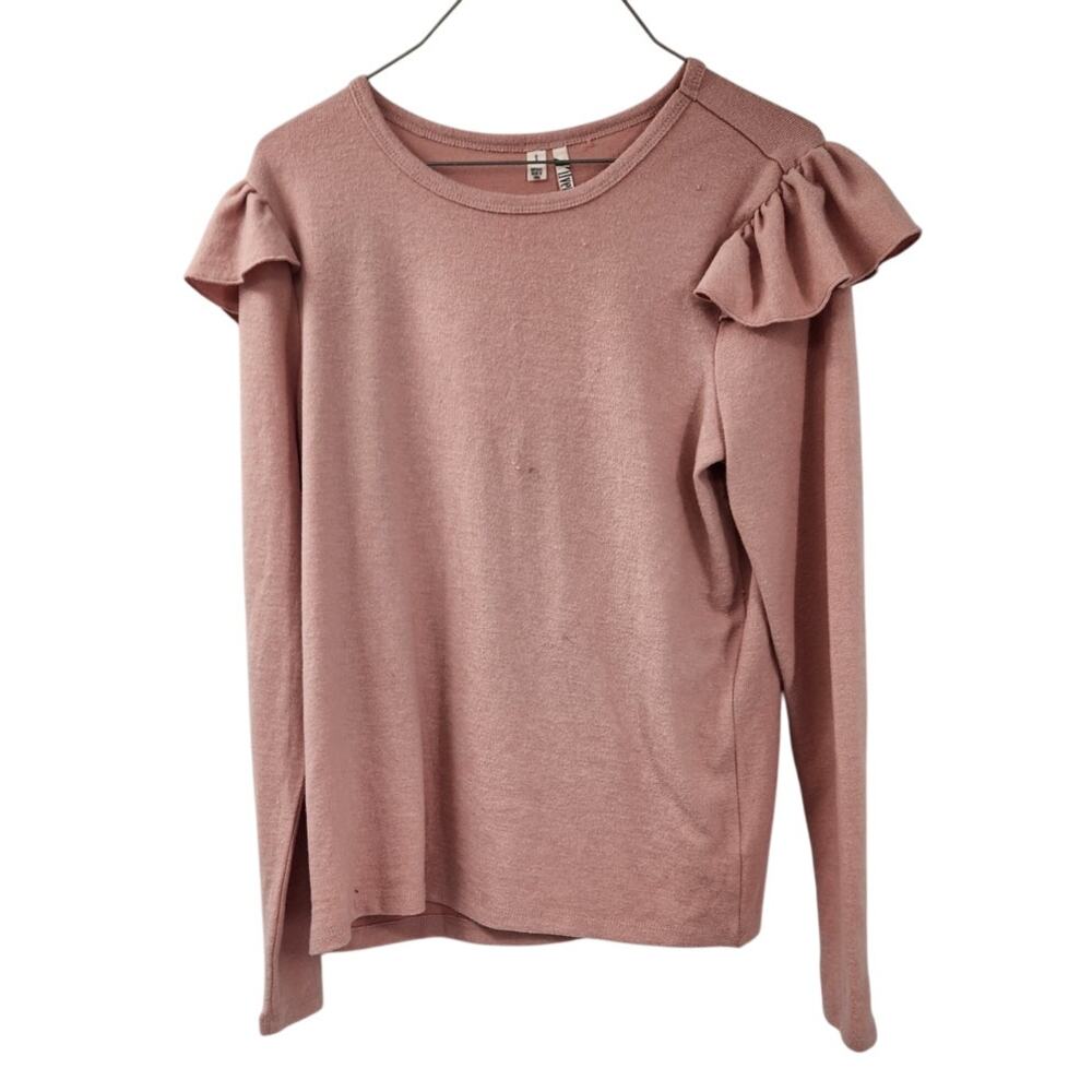 Silverwear Pink Ruffle Long Sleeve Sweater Womens Size Small S